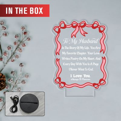 Acrylic Led Lamp Romantic Gift for Couples | Warm White Light Gift Item for Wedding, Anniversary, Birthday & Valentine's Day (to My Husband Gift)